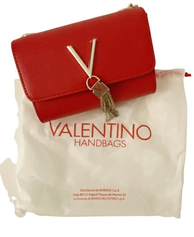 Valentino by Mario Valentino Red Leather Chain Wallet Crossbody Purse